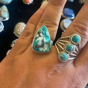 Dyed Agate Ring - Silver Overlay